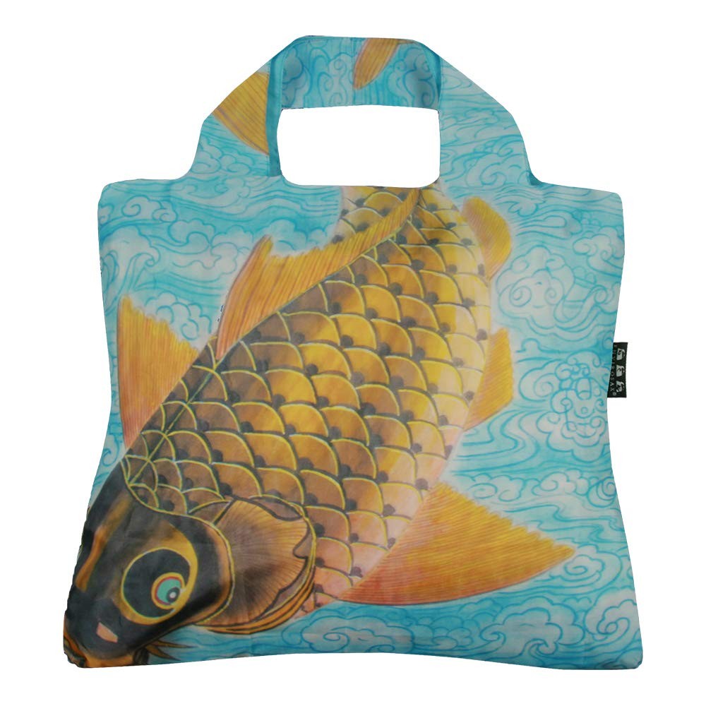 Reusable Grocery Bags, Set of 5, Multicolored China Chic Chinese Carp Design,…