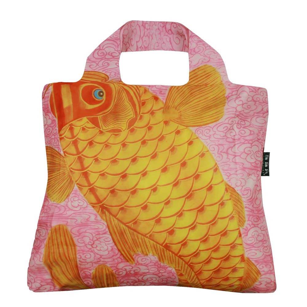 Reusable Grocery Bags, Set of 5, Multicolored China Chic Chinese Carp Design,…