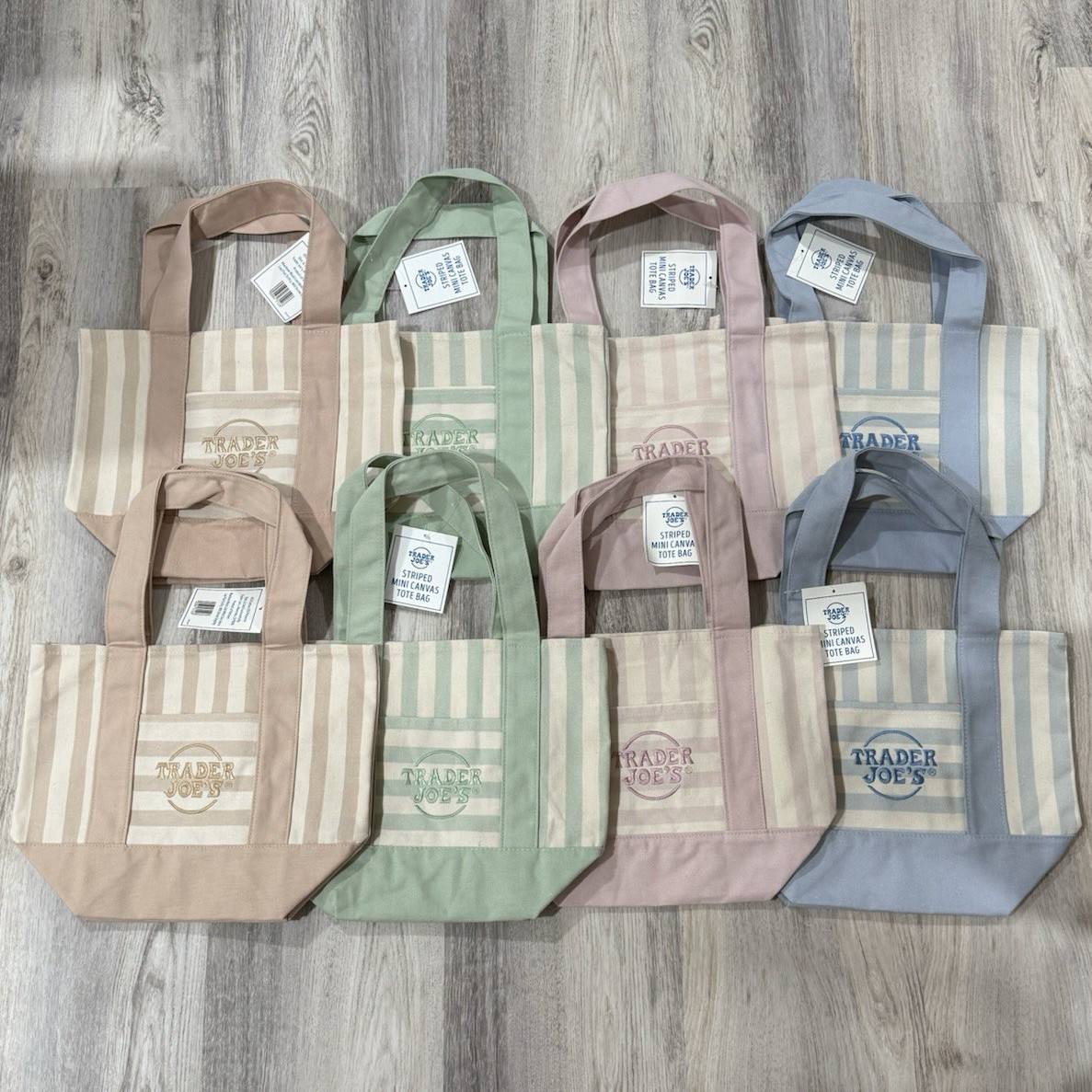 Trader Joe’s Reusable Canvas Tote Bag Striped Multicolor 11x12x18 in
