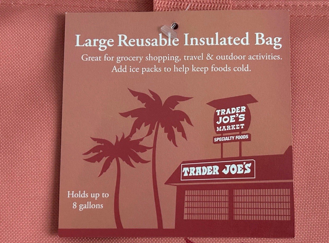 Trader Joe’s LARGE Reusable Insulated Cooler Tote Bag 8 Gal Peach